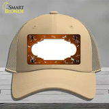 Orange White Dragonfly Scallop Oil Rubbed Novelty License Plate Hat Mesh / Khaki