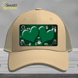 Green White Owl Hearts Oil Rubbed Novelty License Plate Hat Mesh / Khaki