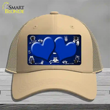 Blue White Owl Hearts Oil Rubbed Novelty License Plate Hat Mesh / Khaki