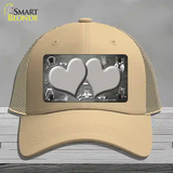 Gray White Owl Hearts Oil Rubbed Novelty License Plate Hat Mesh / Khaki