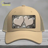 Tan White Owl Hearts Oil Rubbed Novelty License Plate Hat Mesh / Khaki