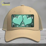 Mint White Owl Hearts Oil Rubbed Novelty License Plate Hat Mesh / Khaki