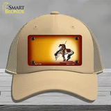 End Of The Trail Yellow Novelty License Plate Hat Mesh / Khaki