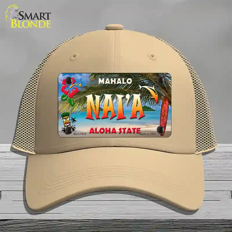 Naia Hawaii State Novelty License Plate Hat Mesh / Khaki