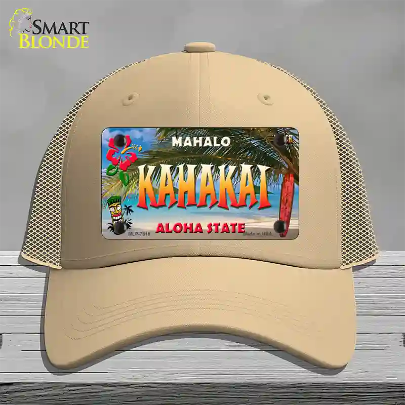 Kahakai Hawaii State Novelty License Plate Hat Mesh / Khaki