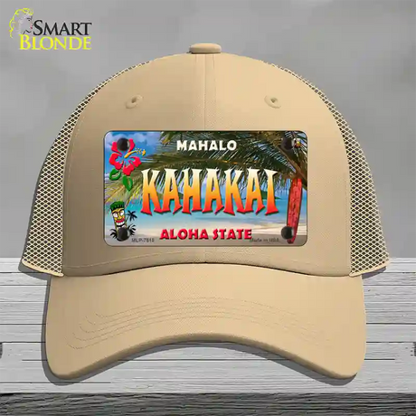 Kahakai Hawaii State Novelty License Plate Hat Mesh / Khaki