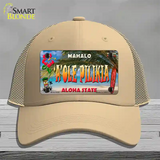 Aole Pilikia Hawaii State Novelty License Plate Hat Mesh / Khaki