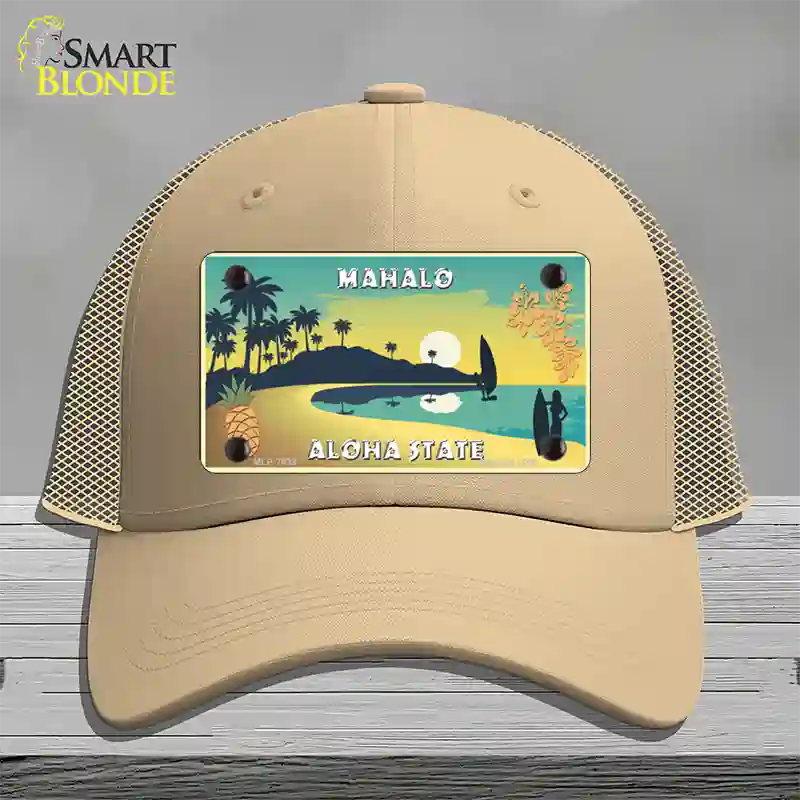 Mahalo Pineapple Hawaii Blank State Novelty License Plate Hat Mesh / Khaki