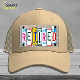 Retired License Plate Art Wood Novelty License Plate Hat Mesh / Khaki