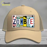 Zombie License Plate Art Wood Novelty License Plate Hat Mesh / Khaki