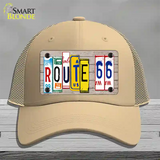 Route 66 License Plate Art Wood Novelty License Plate Hat Mesh / Khaki