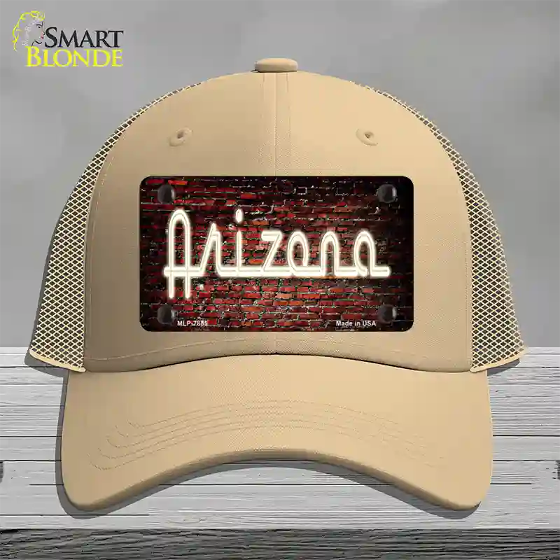 Arizona Neon Brick Novelty License Plate Hat Mesh / Khaki