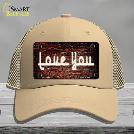 Love You On Brick Wall Novelty License Plate Hat Mesh / Khaki