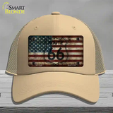 Route 66 American Flag Transparent Novelty License Plate Hat Mesh / Khaki