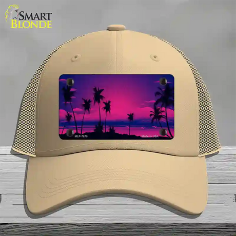 Sunset Pink Novelty License Plate Hat Mesh / Khaki