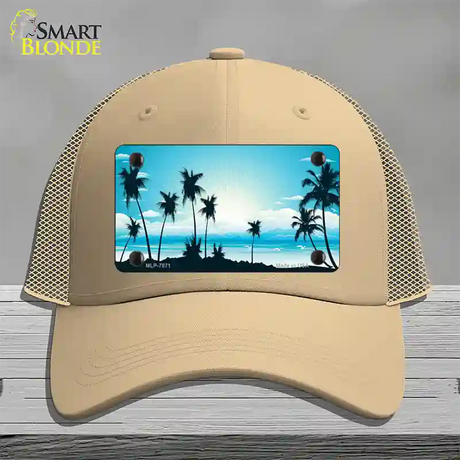 Sunset Blue Novelty License Plate Hat Mesh / Khaki