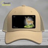 Deer Offset Novelty License Plate Hat Mesh / Khaki