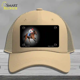 Horse Racing Offset Novelty License Plate Hat Mesh / Khaki