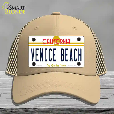 Venice Beach California Novelty License Plate Hat Mesh / Khaki