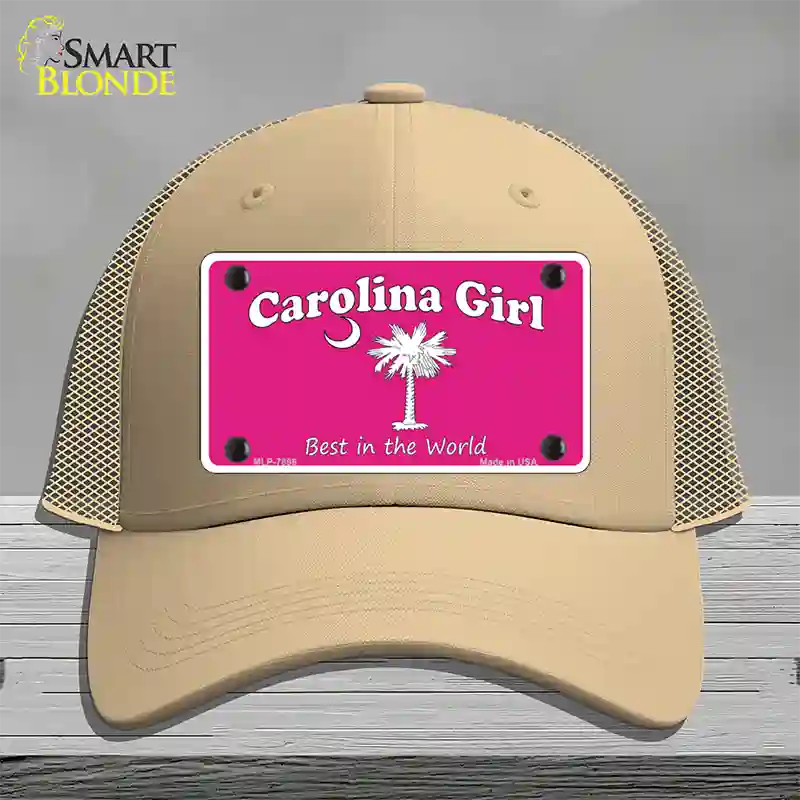 Carolina Girl Pink Novelty License Plate Hat Mesh / Khaki