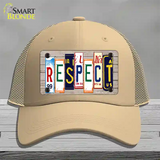 Respect Wood License Plate Art Novelty License Plate Hat Mesh / Khaki