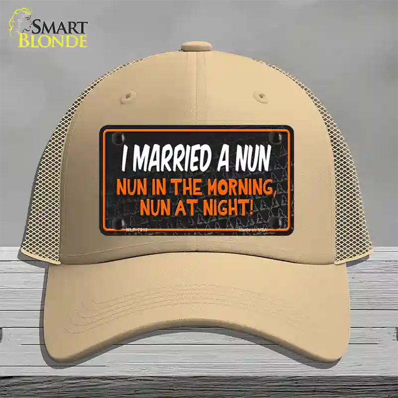 I Married A Nun Novelty License Plate Hat Mesh / Khaki