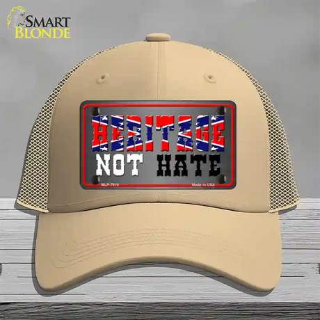 Heritage Not Hate Novelty License Plate Hat Mesh / Khaki