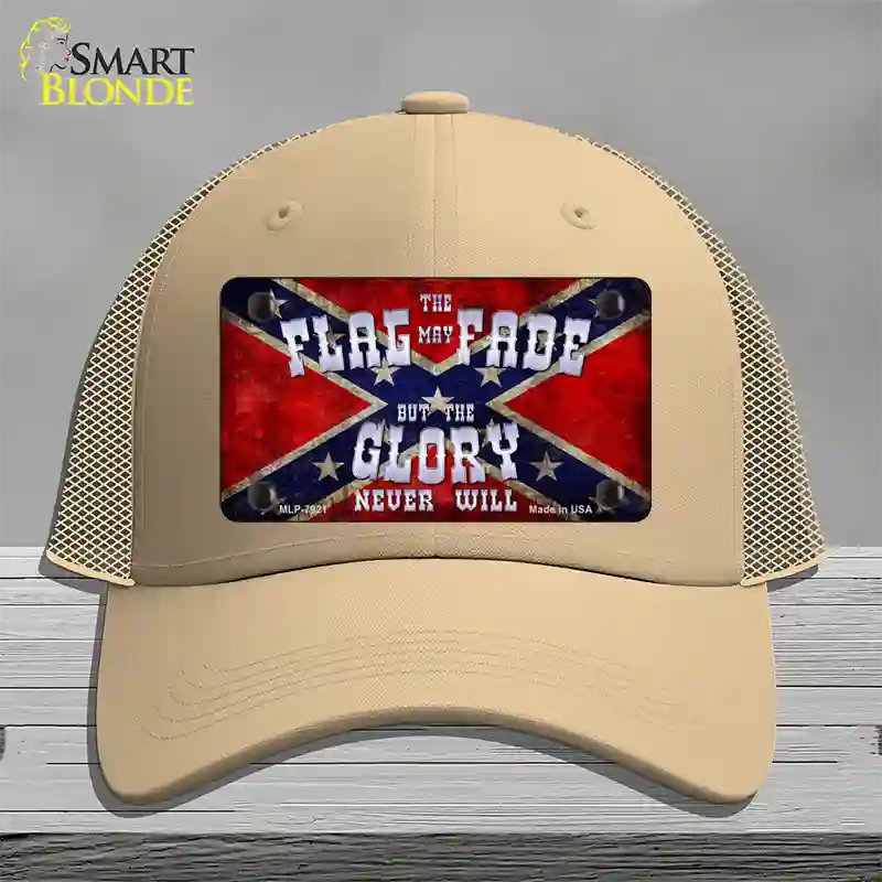 Flag May Fade Novelty License Plate Hat Mesh / Khaki