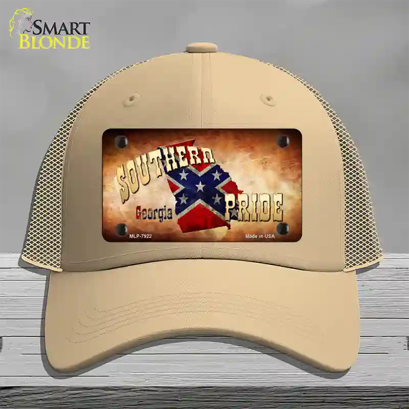 Southern Pride Georgia Novelty License Plate Hat Mesh / Khaki