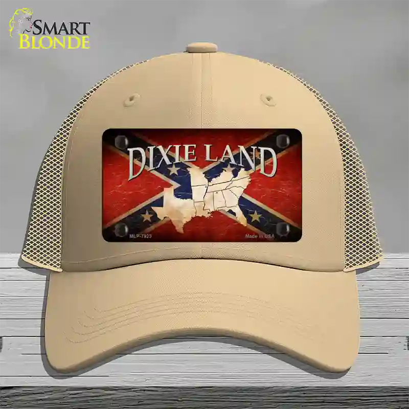 Dixie Land Novelty License Plate Hat Mesh / Khaki