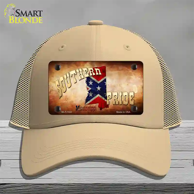 Southern Pride Mississippi Novelty License Plate Hat Mesh / Khaki