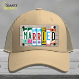 Married Wood License Plate Art Novelty License Plate Hat Mesh / Khaki