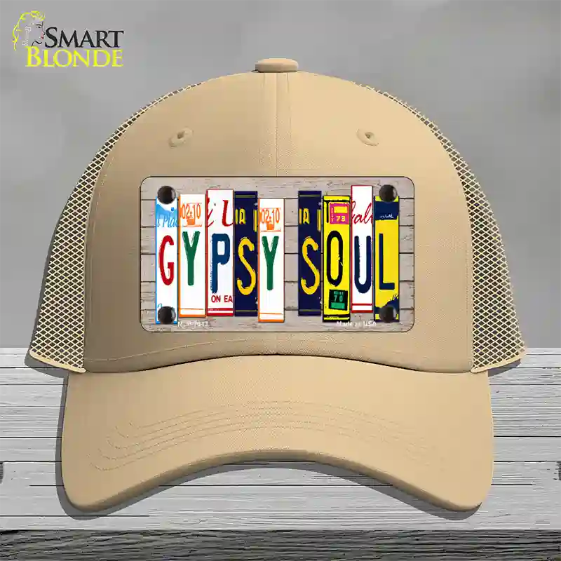 Gypsy Soul Wood License Plate Art Novelty License Plate Hat Mesh / Khaki