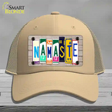 Namaste Wood License Plate Art Novelty License Plate Hat Mesh / Khaki