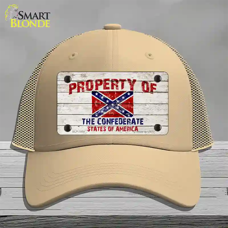 Property Of Confederate States Novelty License Plate Hat Mesh / Khaki