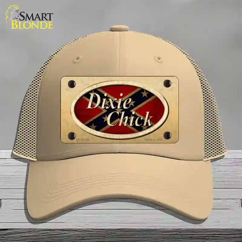 Dixie Chick Confederate Novelty License Plate Hat Mesh / Khaki