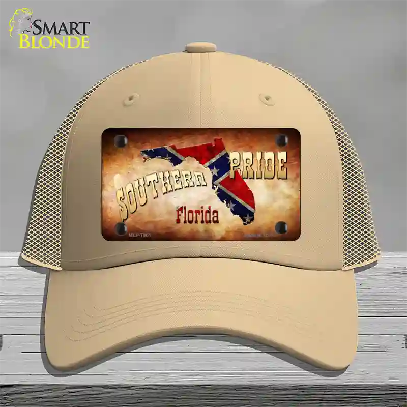 Southern Pride Florida Novelty License Plate Hat Mesh / Khaki