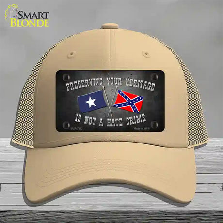 Preserving Heritage Not A Crime Novelty License Plate Hat Mesh / Khaki