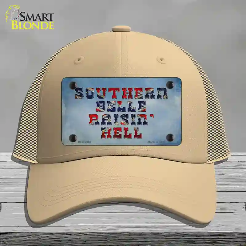 Southern Bell Raisin Hell Novelty License Plate Hat Mesh / Khaki