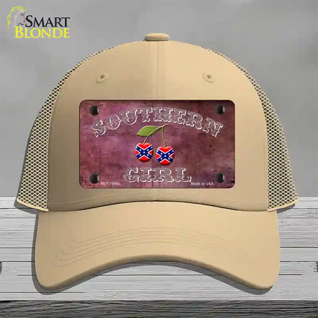 Southern Girl Novelty License Plate Hat Mesh / Khaki