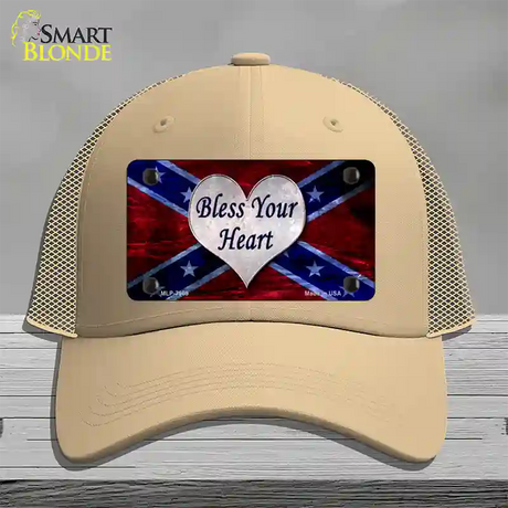 Bless Your Heart Novelty License Plate Hat Mesh / Khaki