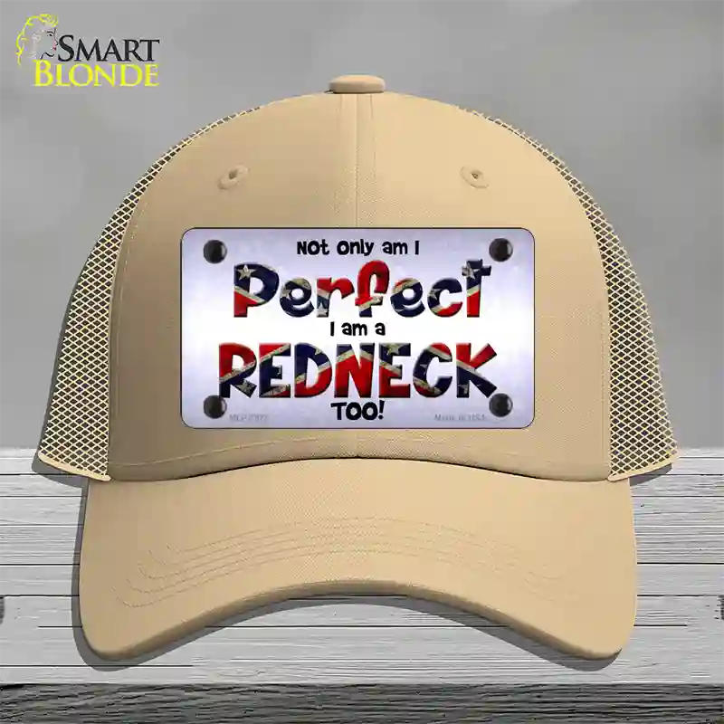 Perfect Redneck Novelty License Plate Hat Mesh / Khaki