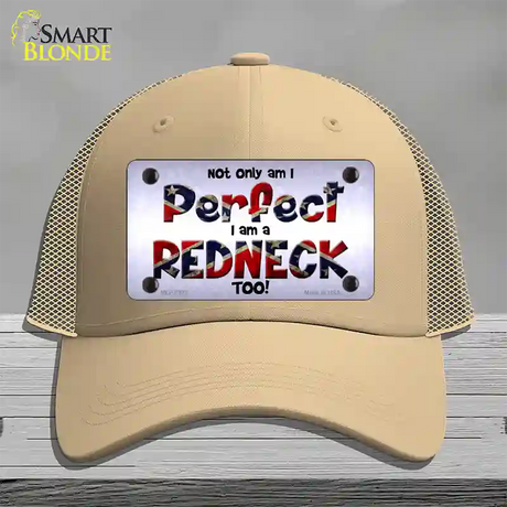 Perfect Redneck Novelty License Plate Hat Mesh / Khaki