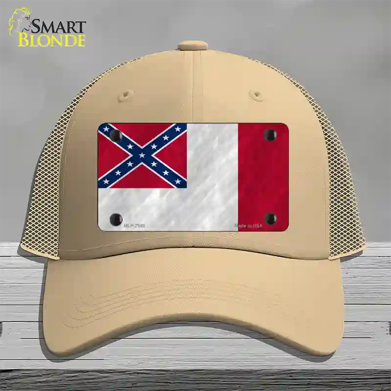 Third Confederate Flag Novelty License Plate Hat Mesh / Khaki