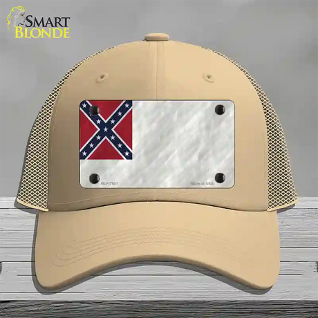 Second Confederate Flag Novelty License Plate Hat Mesh / Khaki