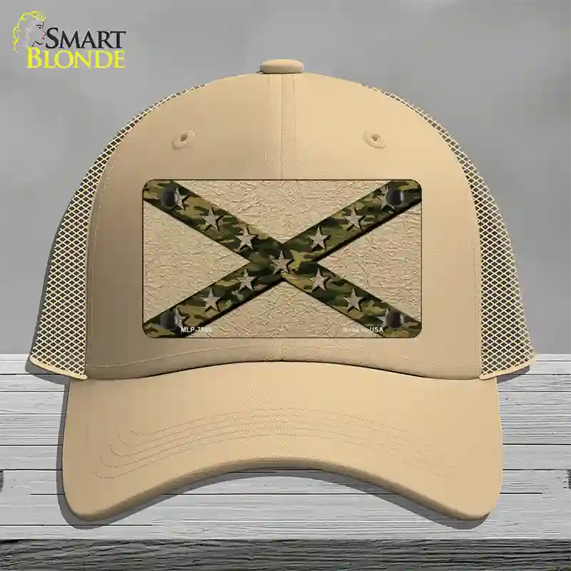 Confederate Stripes Camo Novelty License Plate Hat Mesh / Khaki