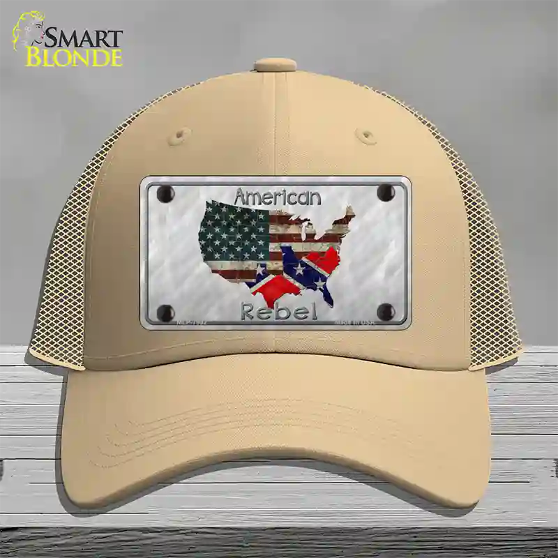 American Rebel Map Novelty License Plate Hat Mesh / Khaki