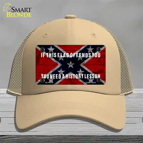 History Lesson Novelty License Plate Hat Mesh / Khaki