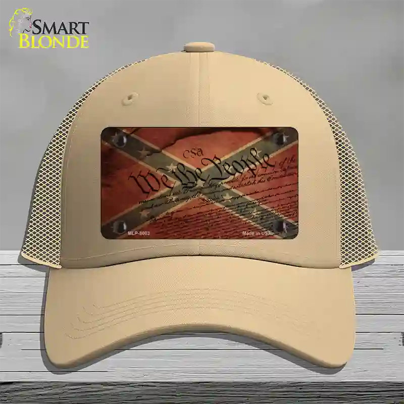 We The People Confederate Novelty License Plate Hat Mesh / Khaki