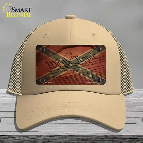 We The People Confederate Novelty License Plate Hat Mesh / Khaki